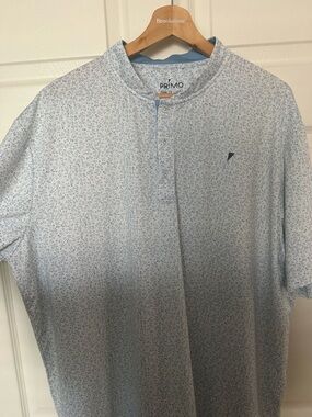 PRIMO Men’s Light Blue Micro-Print Blade Polo